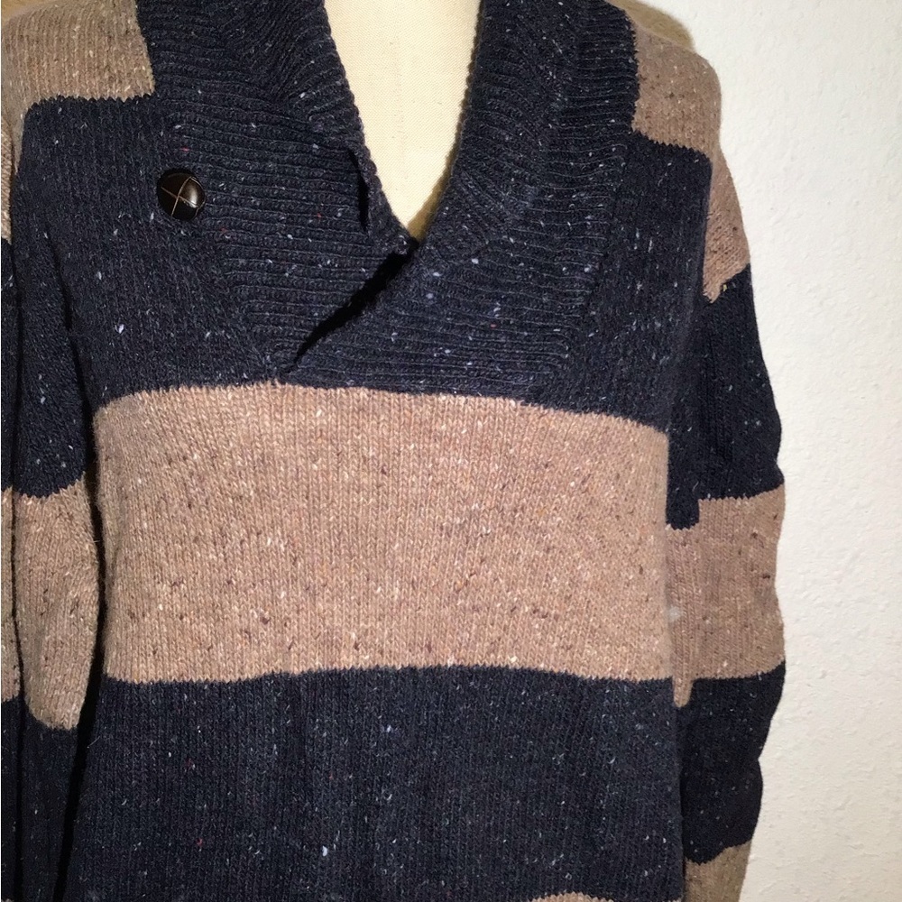 Vince men’s stripe shawl collar wool sweater size large - Picture 6 of 11